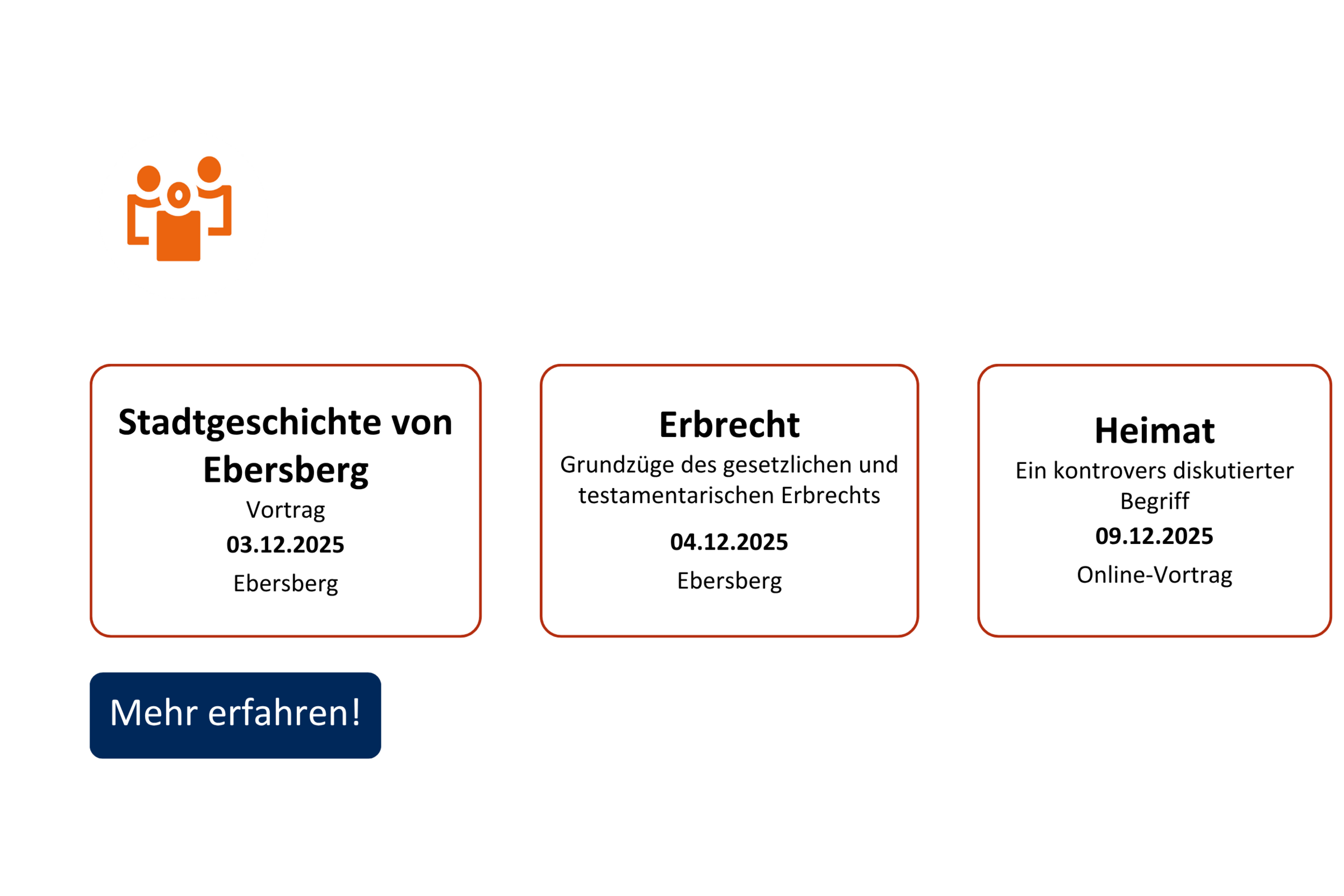 vhs demnächst Slider mit Kursen aus dem Fachbereich Gesellschaft