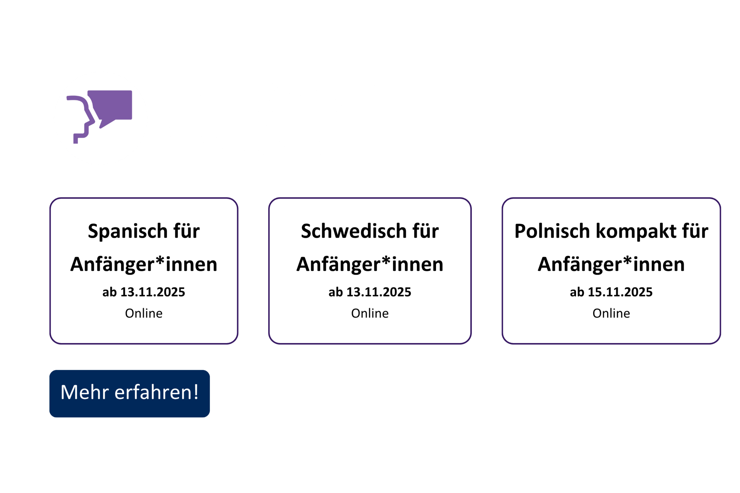 vhs demnächst Slider mit Kursen aus dem Fachbereich Sprachen