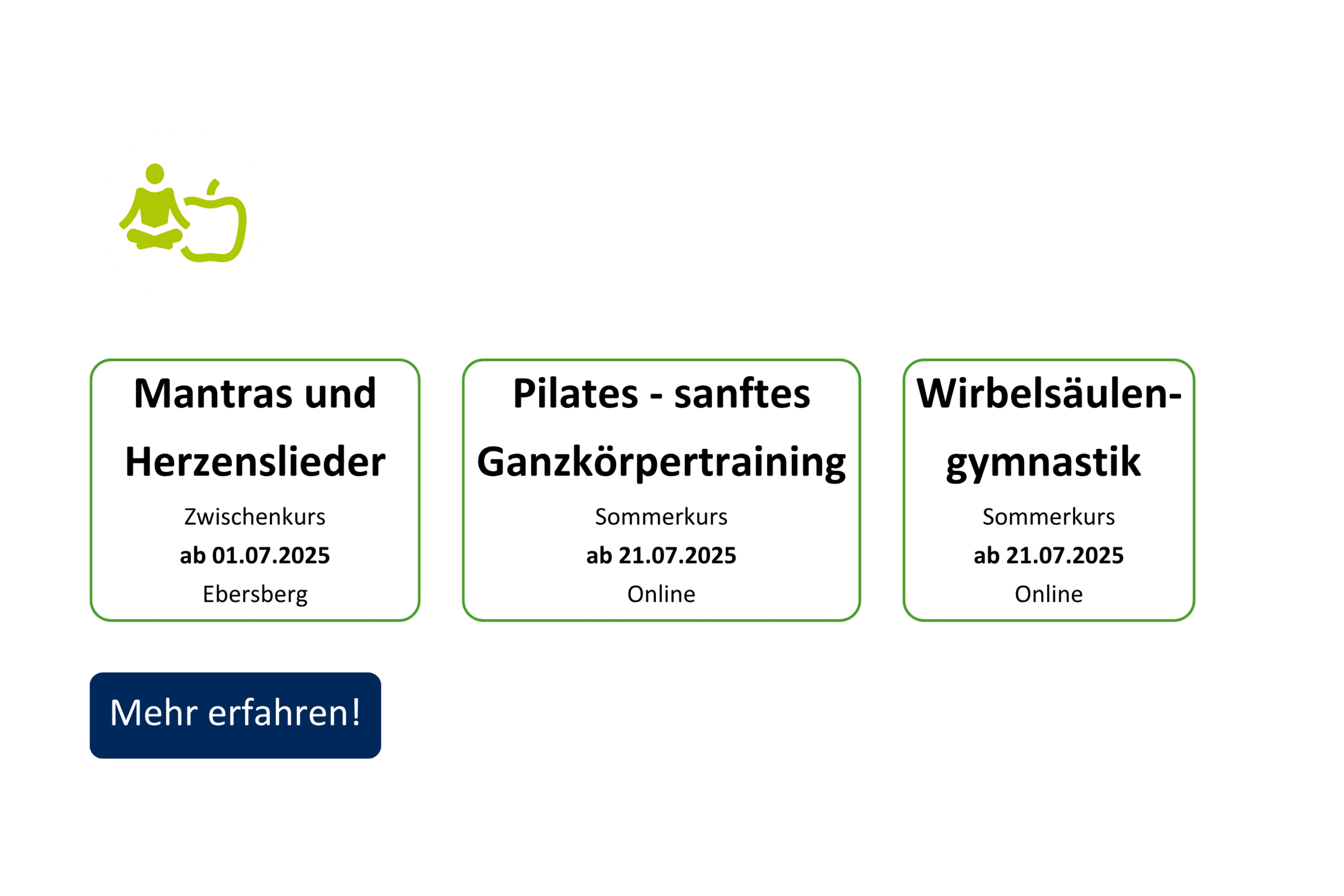 vhs demnächst Slider mit Kursen aus dem Fachbereich Gesundheit