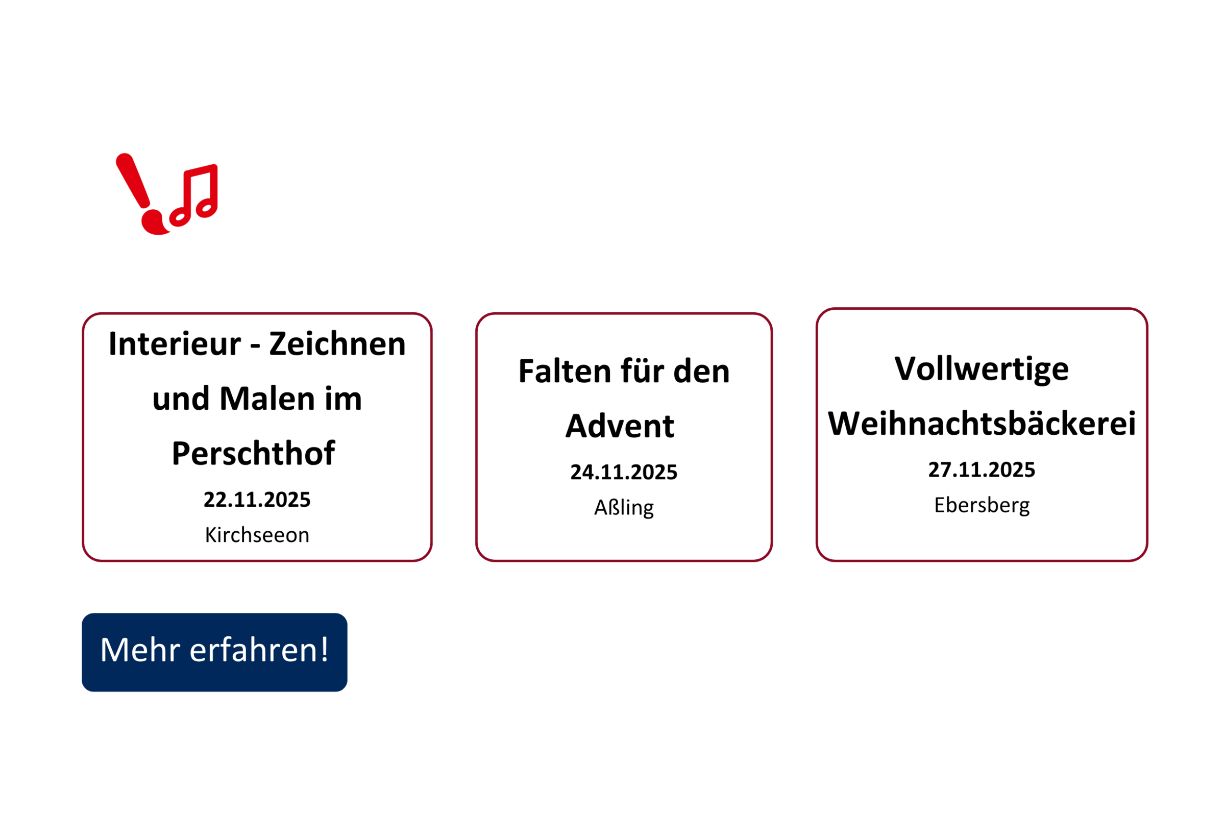vhs demnächst Slider mit Kursen aus dem Fachbereich Kultur