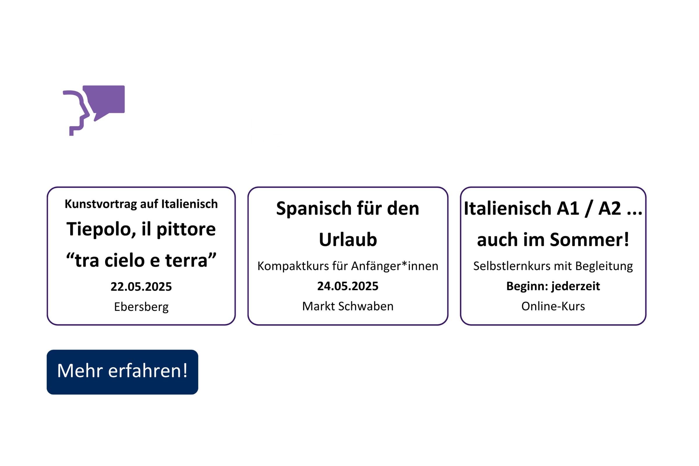 vhs demnächst Slider mit Kursen aus dem Fachbereich Sprachen