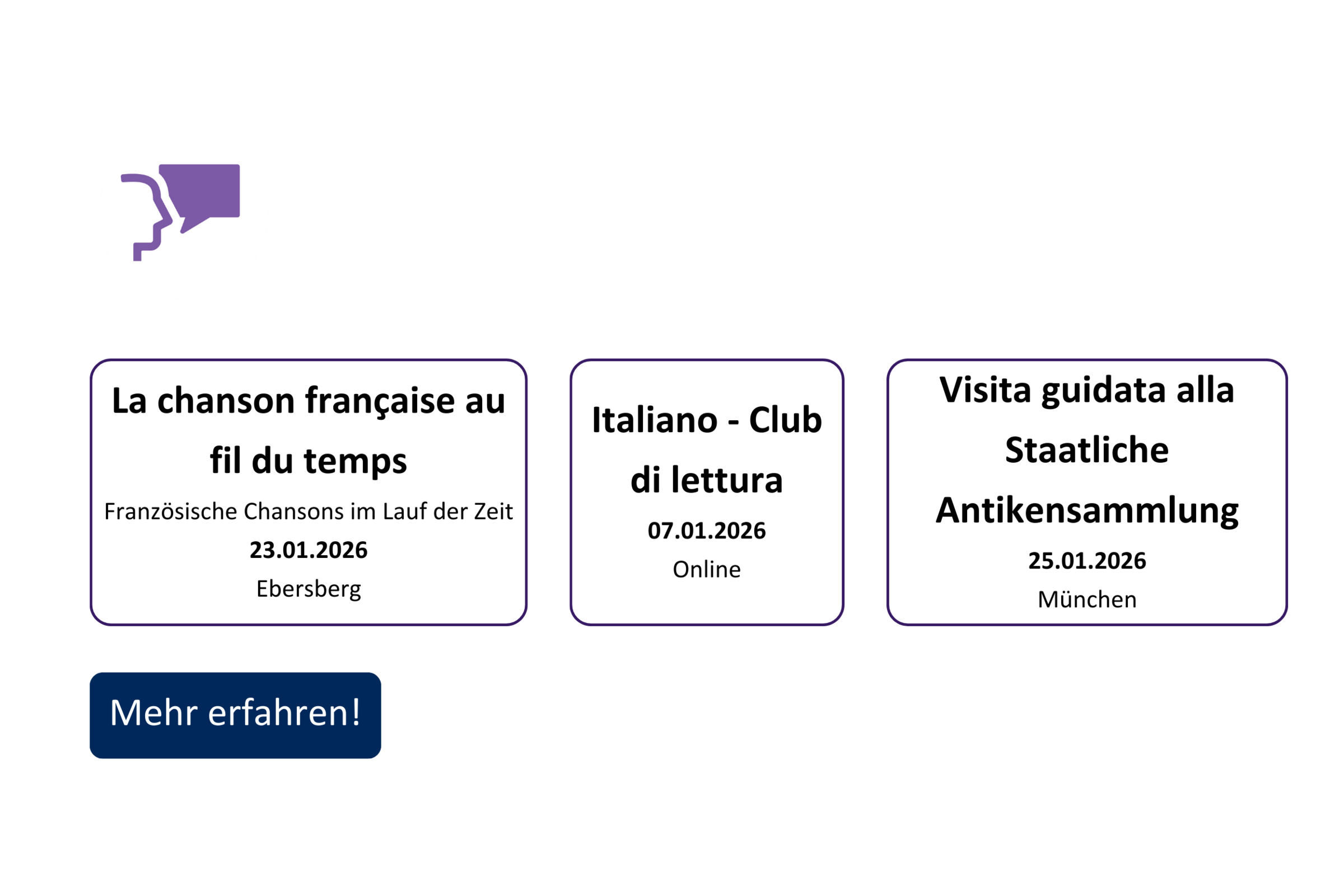 vhs demnächst Slider mit Kursen aus dem Fachbereich Sprachen