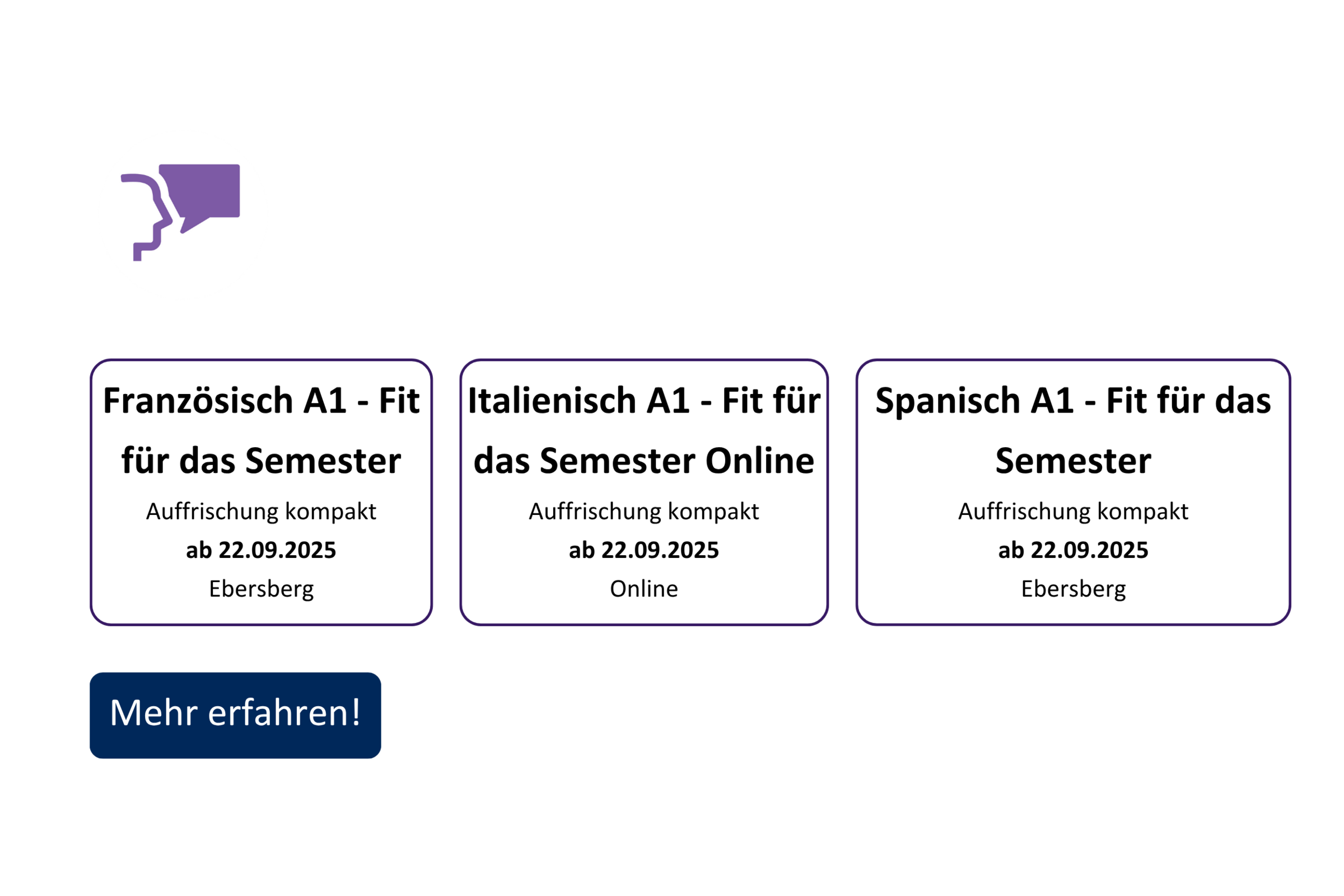 vhs demnächst Slider mit Kursen aus dem Fachbereich Sprachen