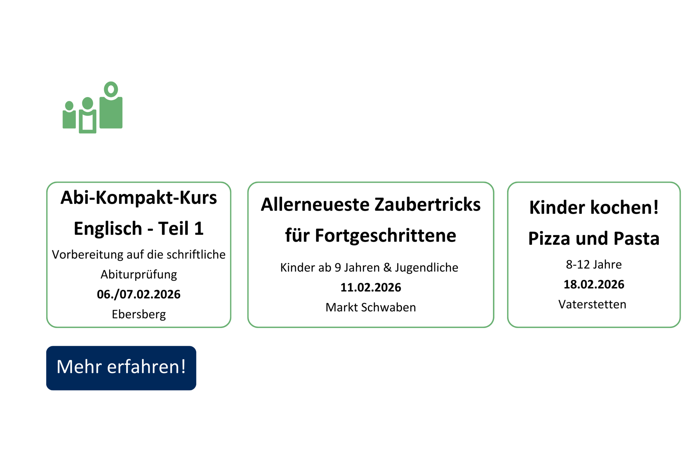 vhs demnächst Slider mit Kursen aus dem Fachbereich junge vhs