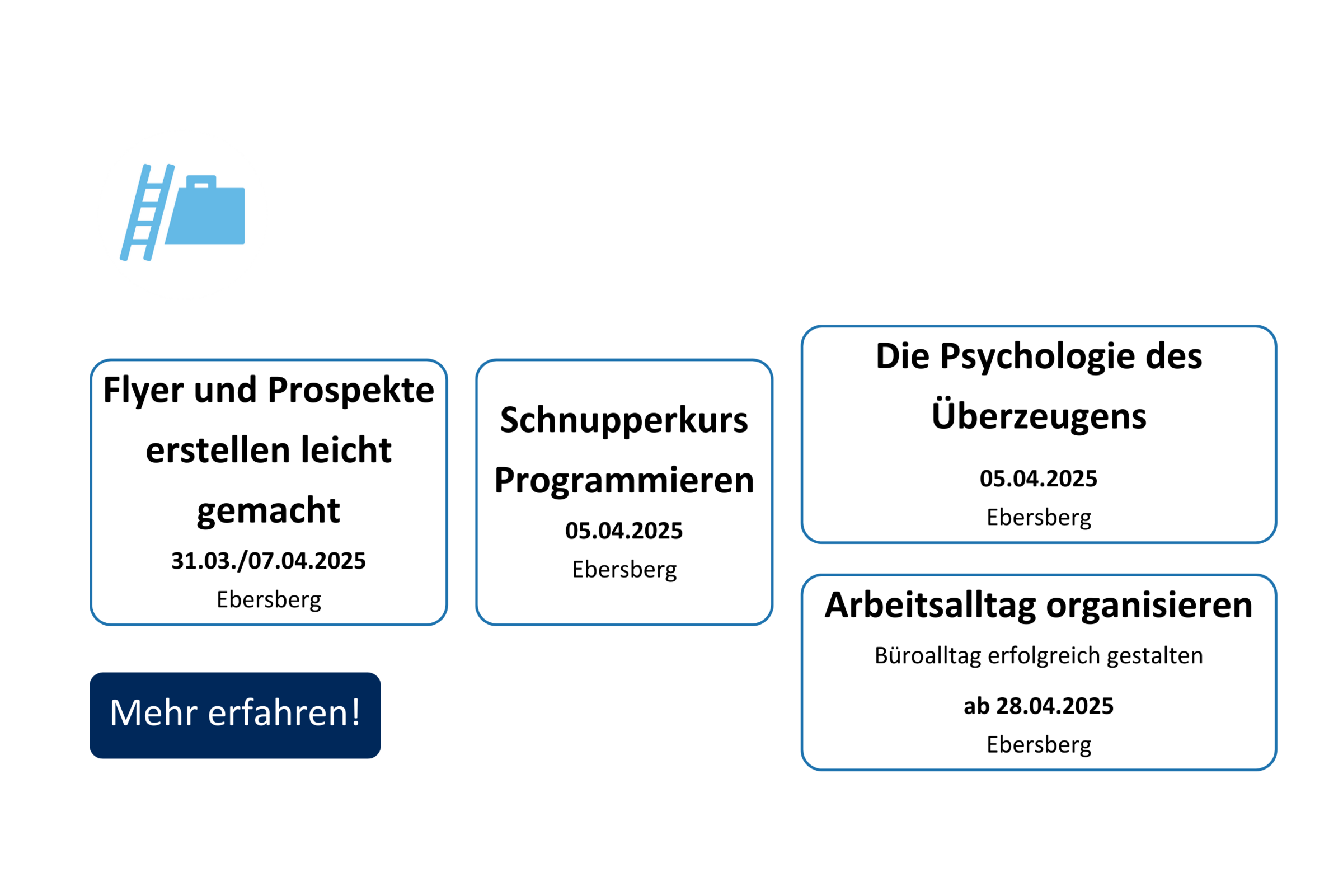 vhs demnächst Slider mit Kursen aus dem Fachbereich Beruf