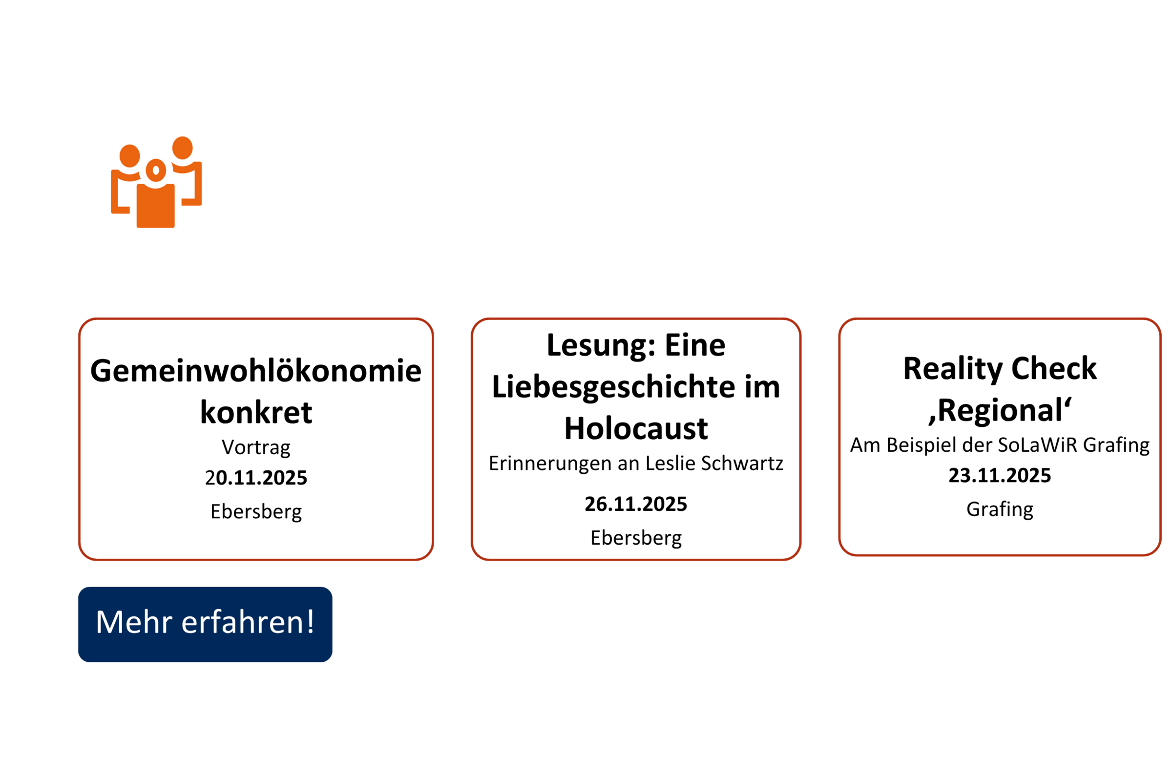 vhs demnächst Slider mit Kursen aus dem Fachbereich Gesellschaft