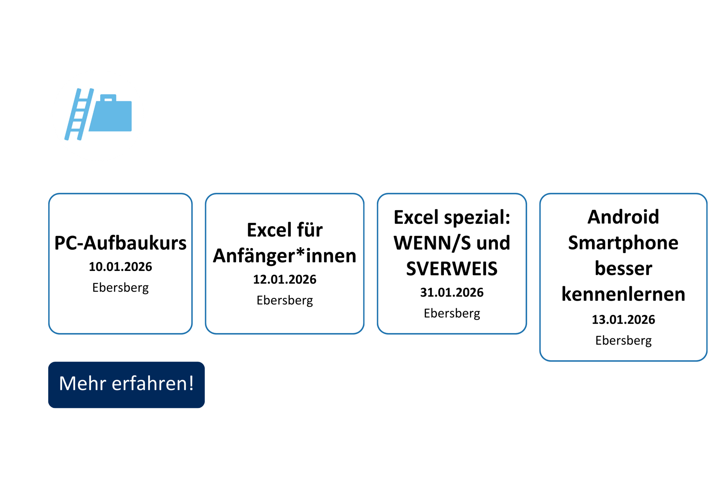 vhs demnächst Slider mit Kursen aus dem Fachbereich Beruf