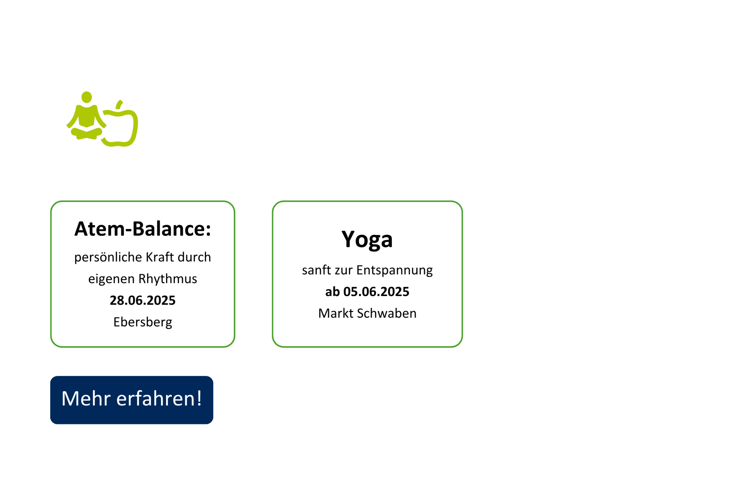 vhs demnächst Slider mit Kursen aus dem Fachbereich Gesundheit