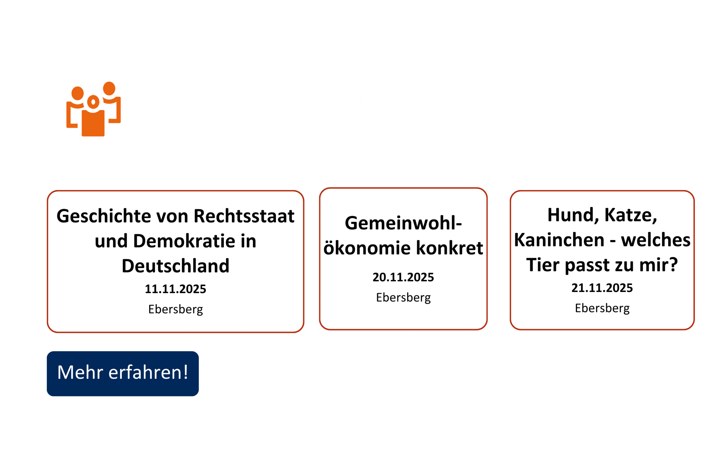 vhs demnächst Slider mit Kursen aus dem Fachbereich Gesellschaft