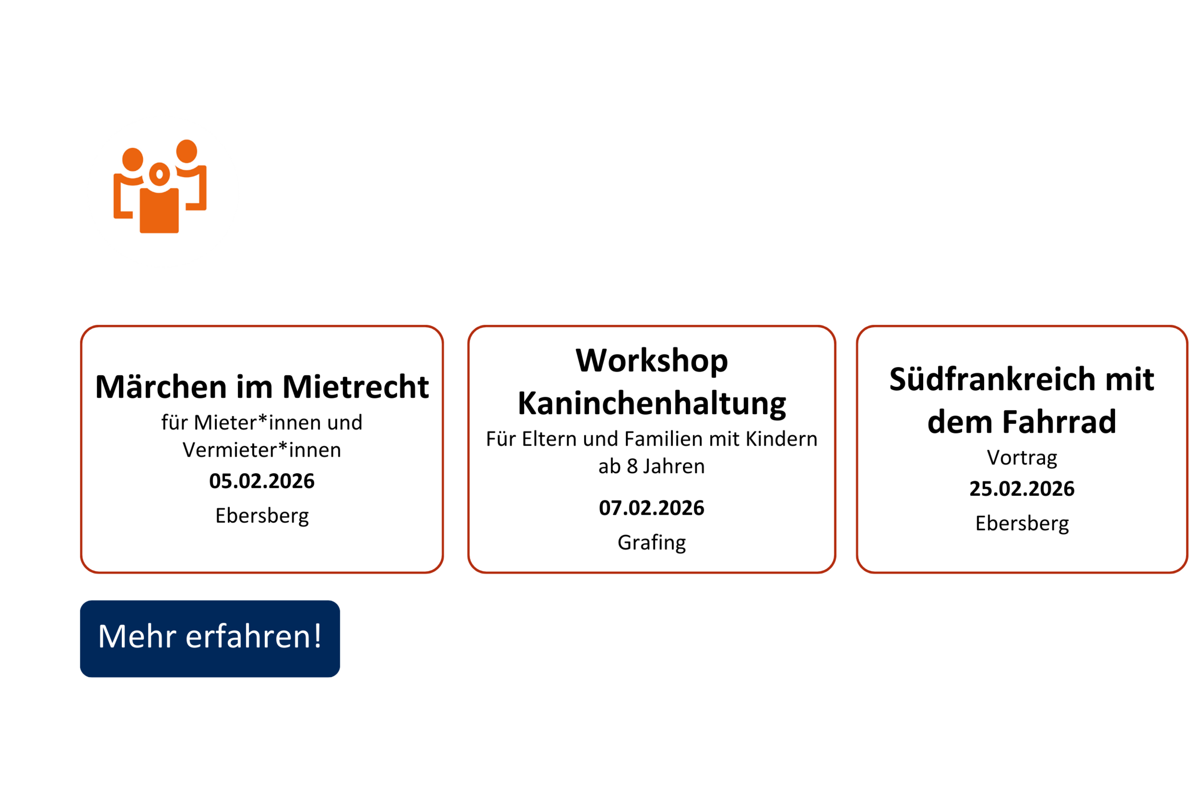 vhs demnächst Slider mit Kursen aus dem Fachbereich Gesellschaft