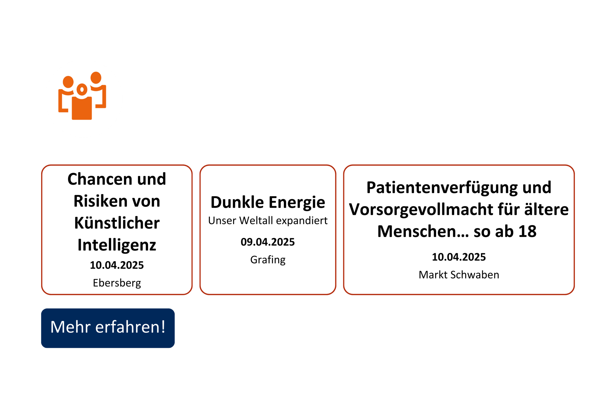 vhs demnächst Slider mit Kursen aus dem Fachbereich Gesellschaft